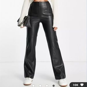 ASOS DESIGN flare pants in faux leather in black